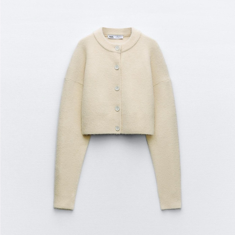 Zara Beige Button-Up Cardigan